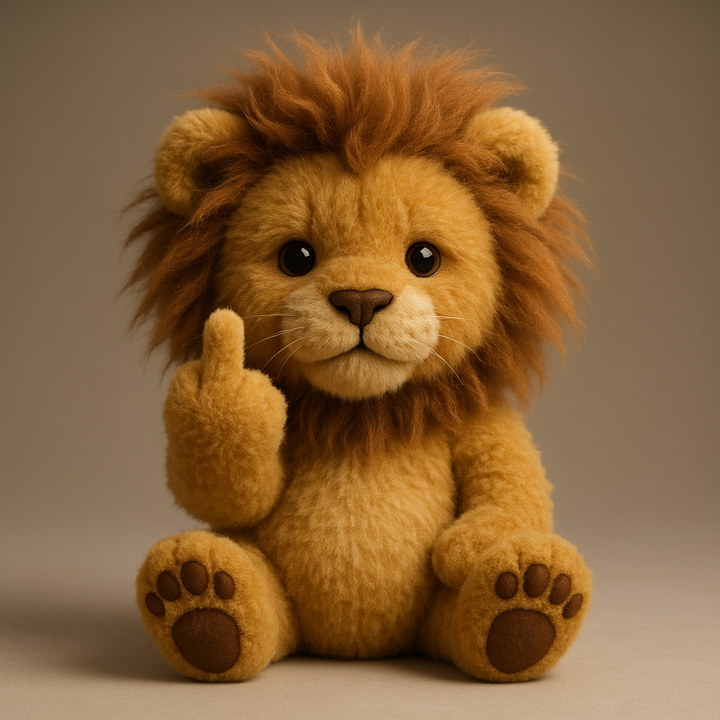 🦁🖕Cute middle finger plush lion