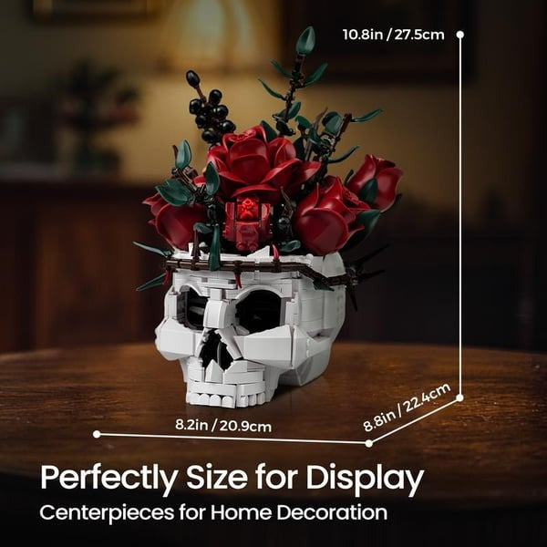 🔥Last Day 50% OFF💀🌹Gothic Skull Rose Building Set