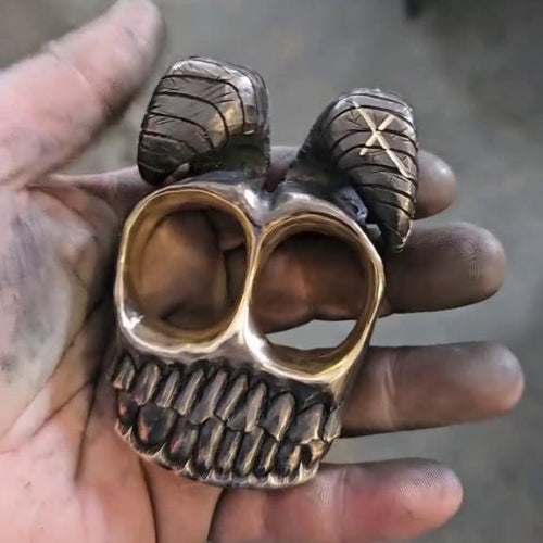 Handmade Ram Horn Skull Knuckles