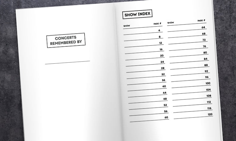 🎼Concert Journal | Track Favorite Concerts