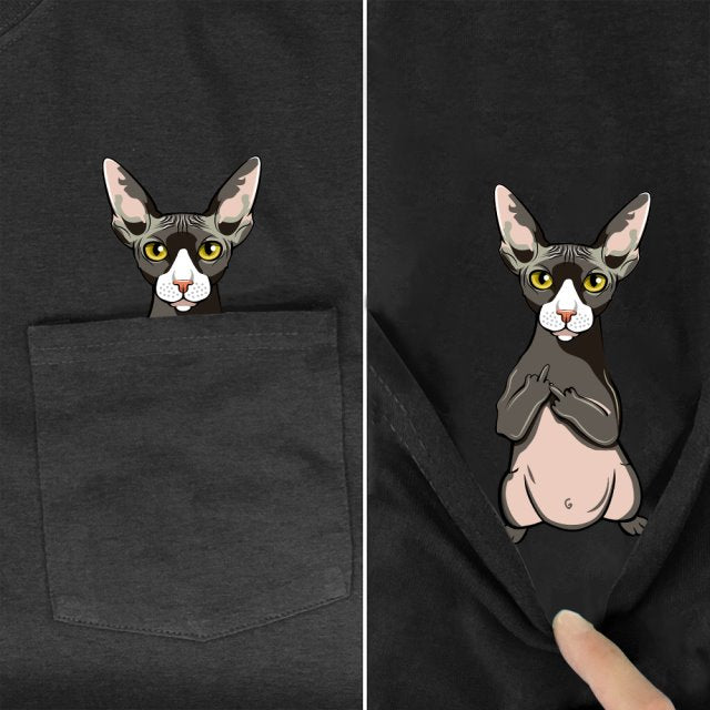 😾🖕Pocket Middle Finger Cat T-Shirt(Buy 2 Free Shipping)