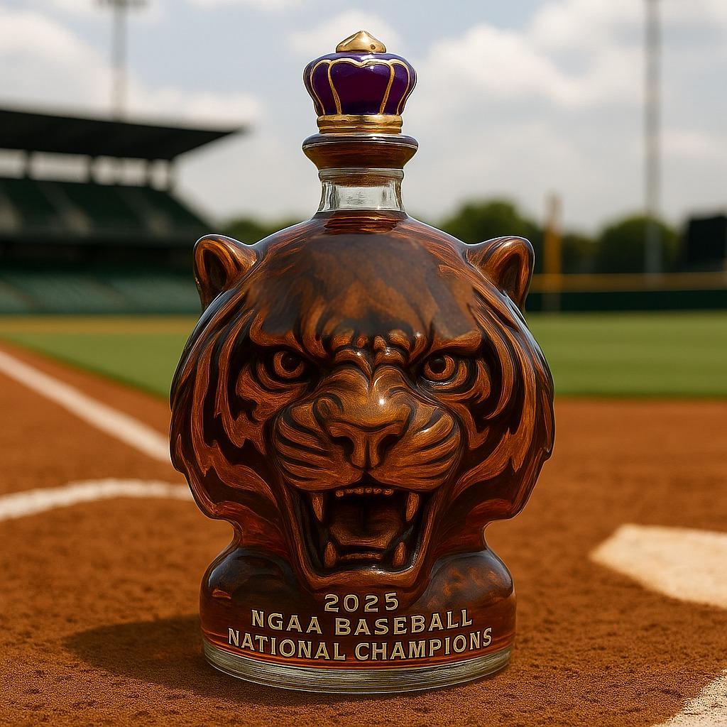 LSU Tigers 2025 NCAA Baseball National Champion Whiskey bottle