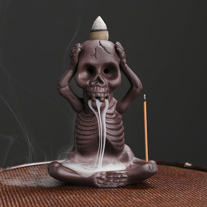 💥☠Skull Head & Little Devil Backflow Censer Decoration