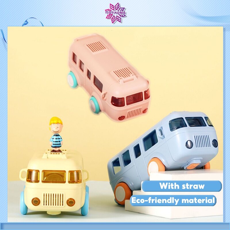 🔥500ML Bus Shaped Water Bottle With Straws🥛