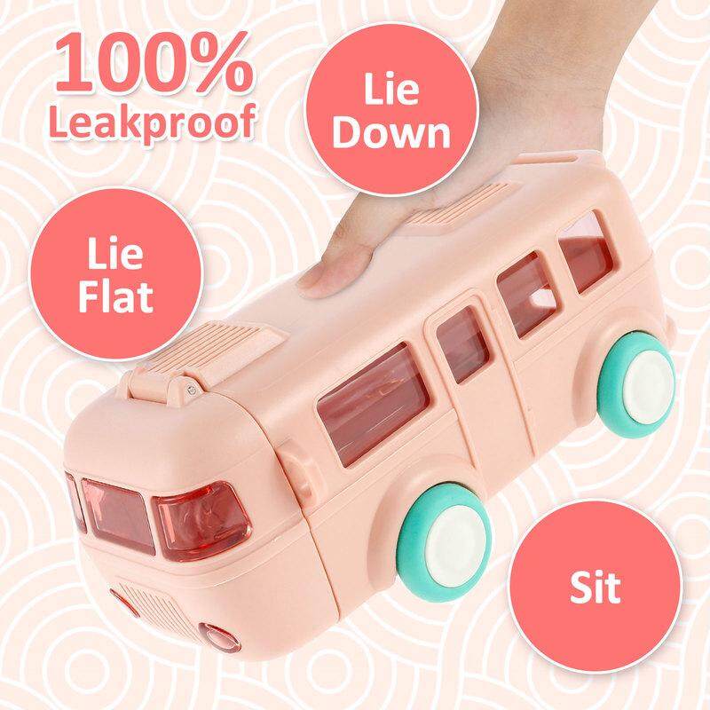 🔥500ML Bus Shaped Water Bottle With Straws🥛