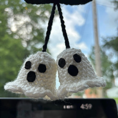 👻Handmade Crochet Ghost Car Charm