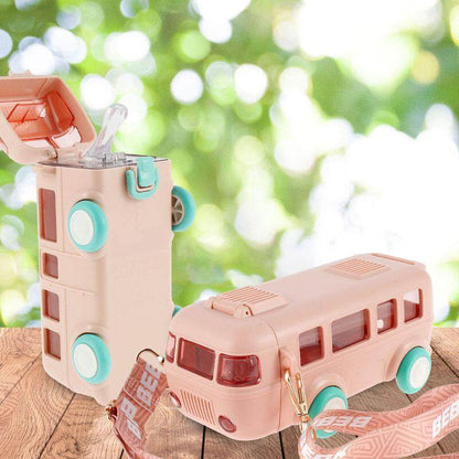 🔥500ML Bus Shaped Water Bottle With Straws🥛