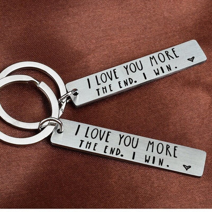 💖I Love You More The End I Win"Funny  Keychain-- 🎁A personalised gift for him/her