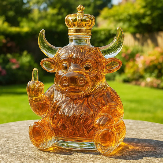 Highland Cow Middle Finger Whisky Bottle