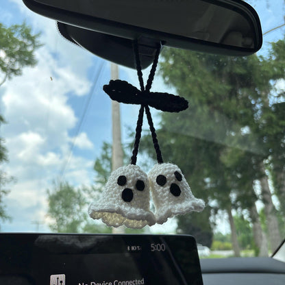 👻Handmade Crochet Ghost Car Charm