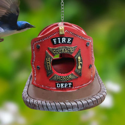 ⛑HOT SALE 50% OFF🐦️Retro Red Firefighter Helmet Bird House💖