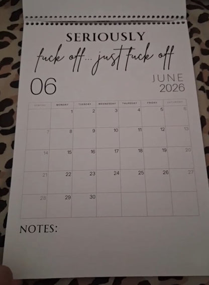 😂Fuck It 2026 Spiral Bound Wall Calender📆