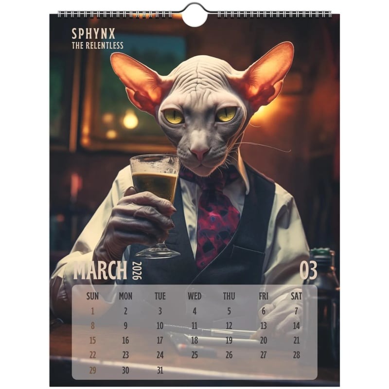 📅Badass Cats 2026 Wall Calendar