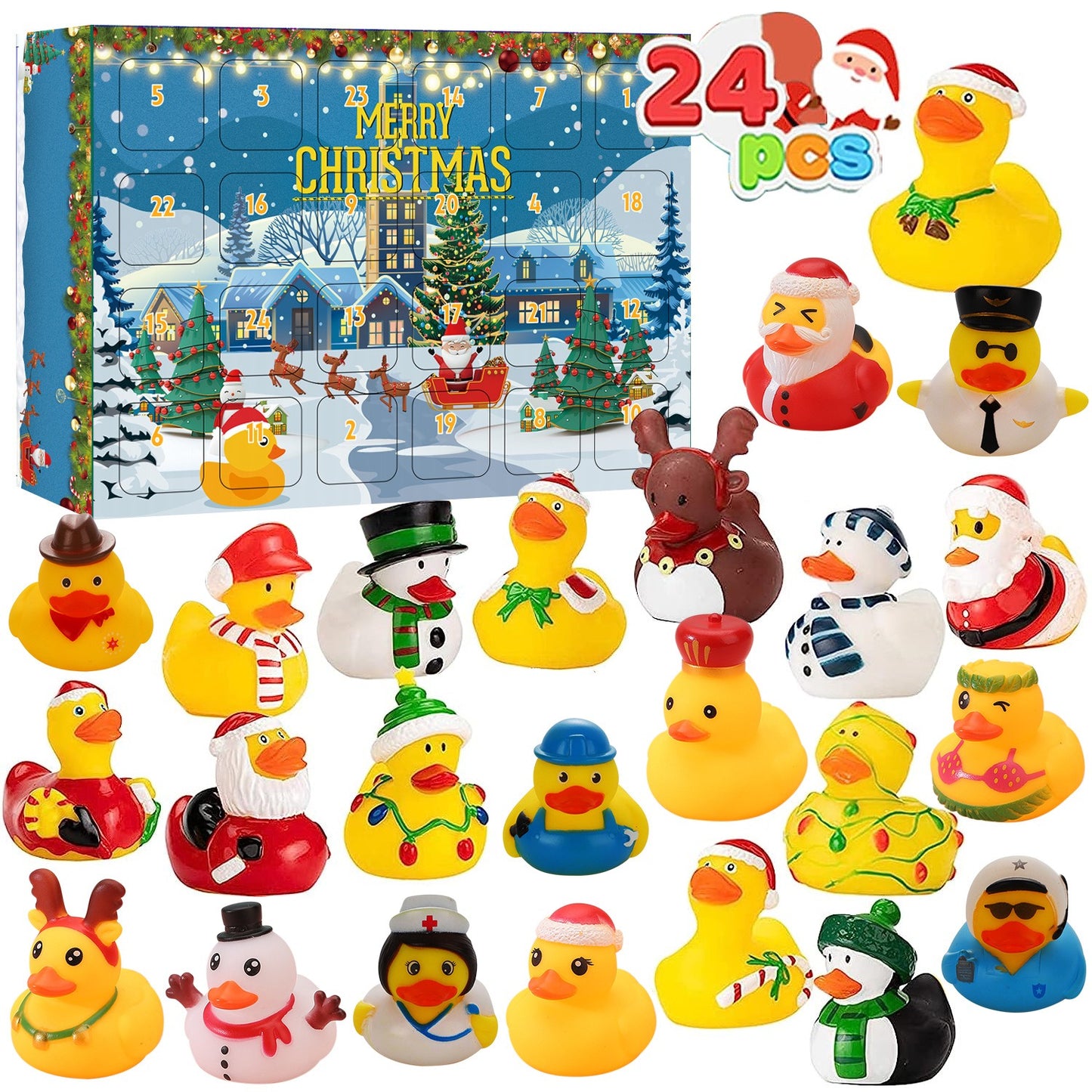 💥CHRISTMAS SALE💥24 Pcs Countdown Christmas Rubber Ducks Advent Calendar