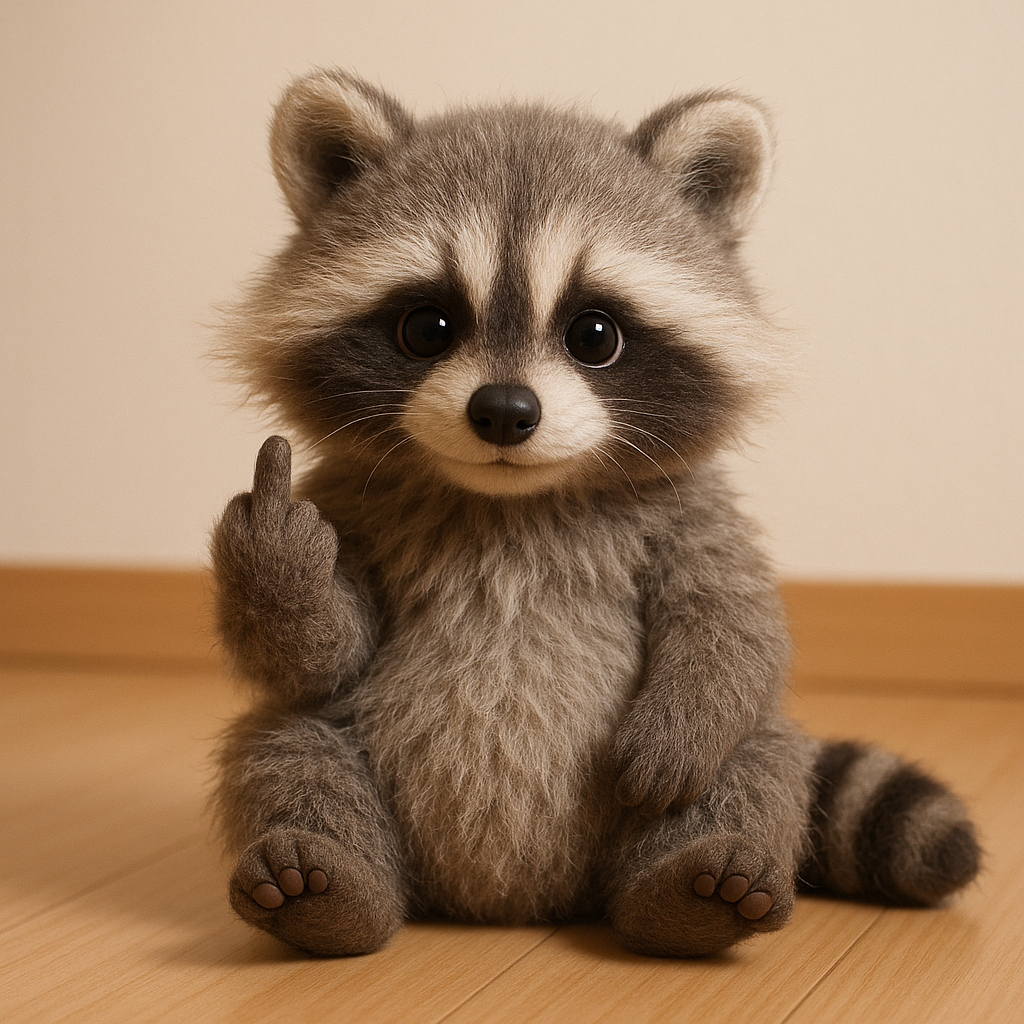🦝🖕Cute middle finger plush raccoon