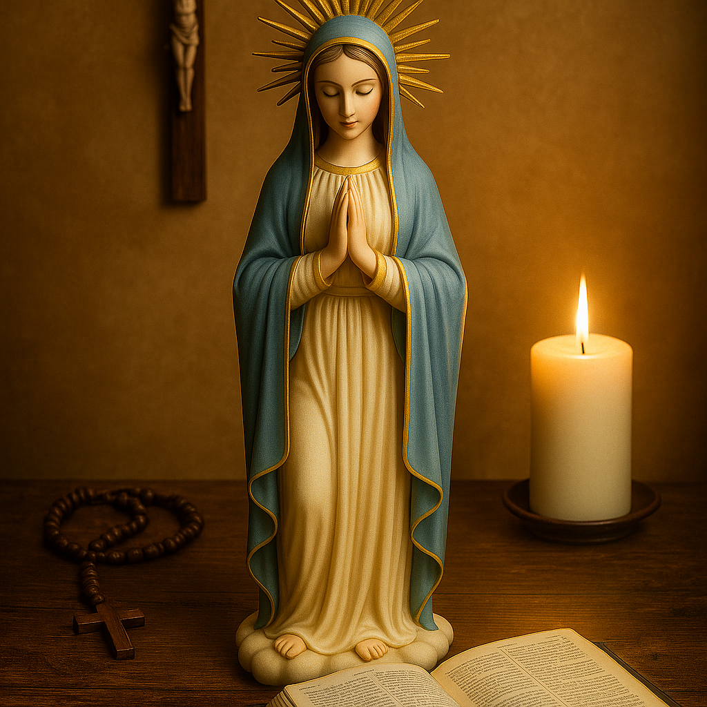 🙏💙Handcrafted Virgin Mary Prayer Statue – "Divine Serenity"💙🙏