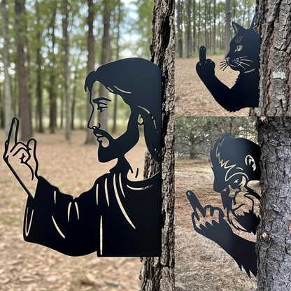 😂Middle Finger Peek-a-Boo Flipping Off Metal Sign