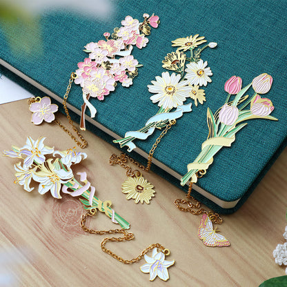 ✨Delicate Gift--🌷Metal Flower Bookmarks For Book Lovers
