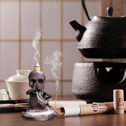 💥☠Skull Head & Little Devil Backflow Censer Decoration