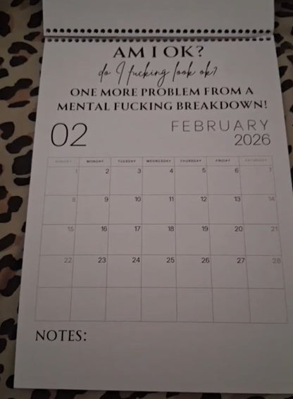 😂Fuck It 2026 Spiral Bound Wall Calender📆