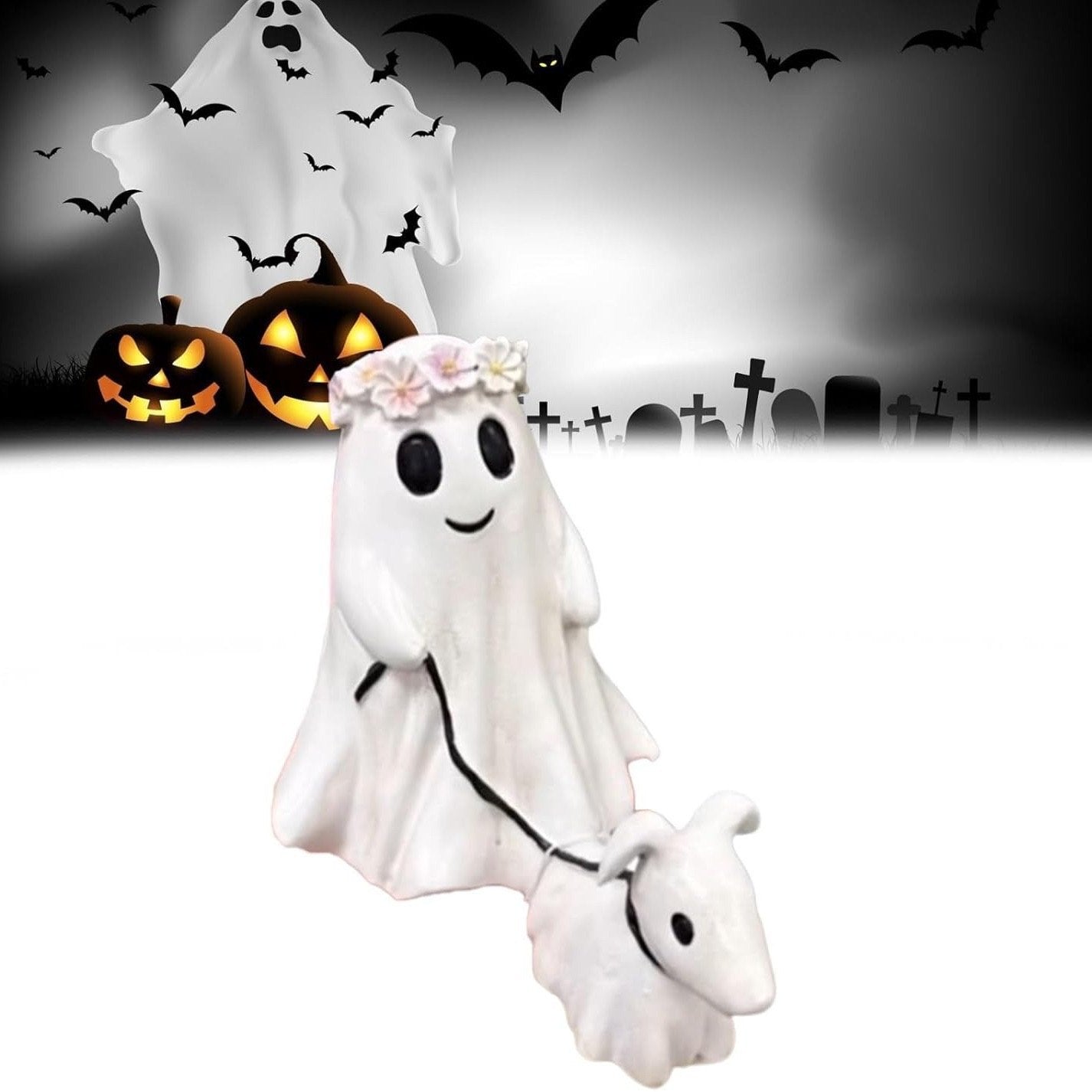 🎃2024 Halloween Ghost Walking Dog Statue👻