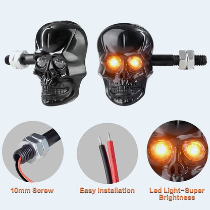 🏍️2025 Halloween Pre-Sale💥Skull Head LED Amber Turn Signal Indicator Light