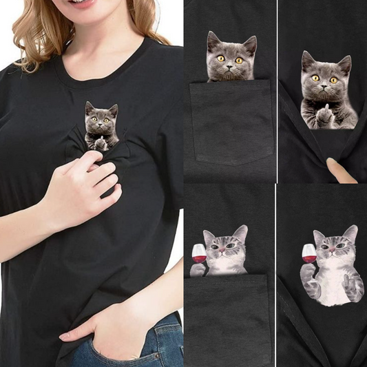 😾🖕Pocket Middle Finger Cat T-Shirt（Buy 2 Free Shipping）