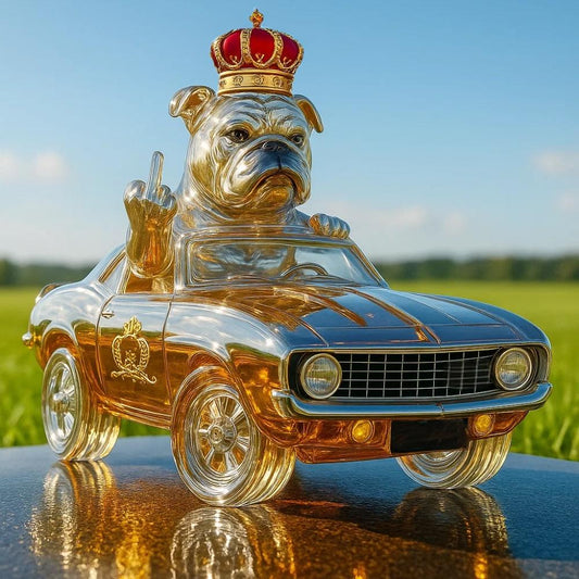 Driving Middle Finger Bulldog Whiskey Bottle