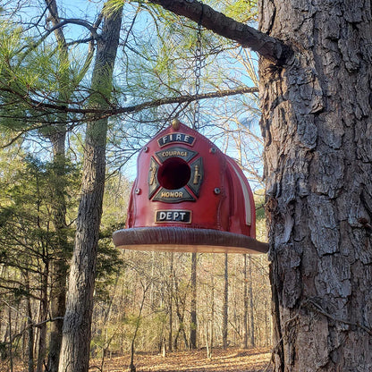 ⛑HOT SALE 50% OFF🐦️Retro Red Firefighter Helmet Bird House💖