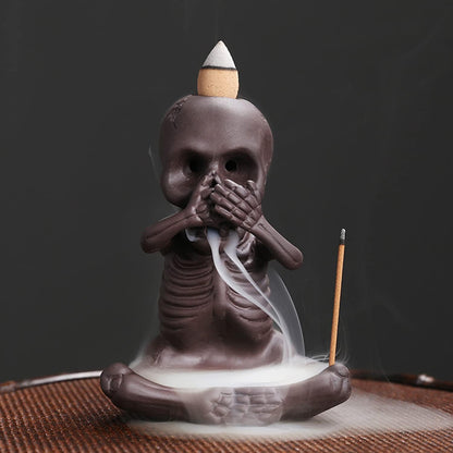 💥☠Skull Head & Little Devil Backflow Censer Decoration