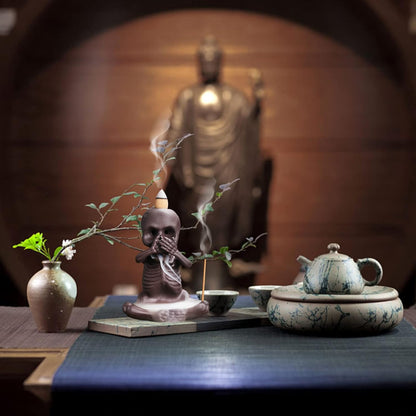 💥☠Skull Head & Little Devil Backflow Censer Decoration