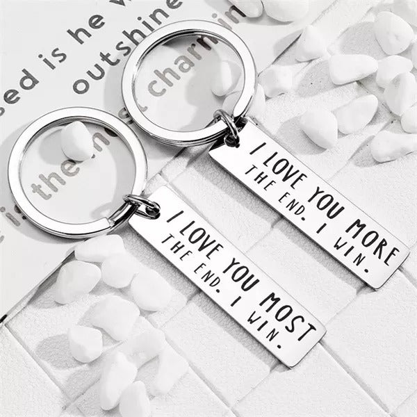💖I Love You More The End I Win"Funny  Keychain-- 🎁A personalised gift for him/her