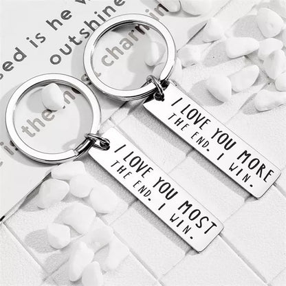 💖I Love You More The End I Win"Funny  Keychain-- 🎁A personalised gift for him/her