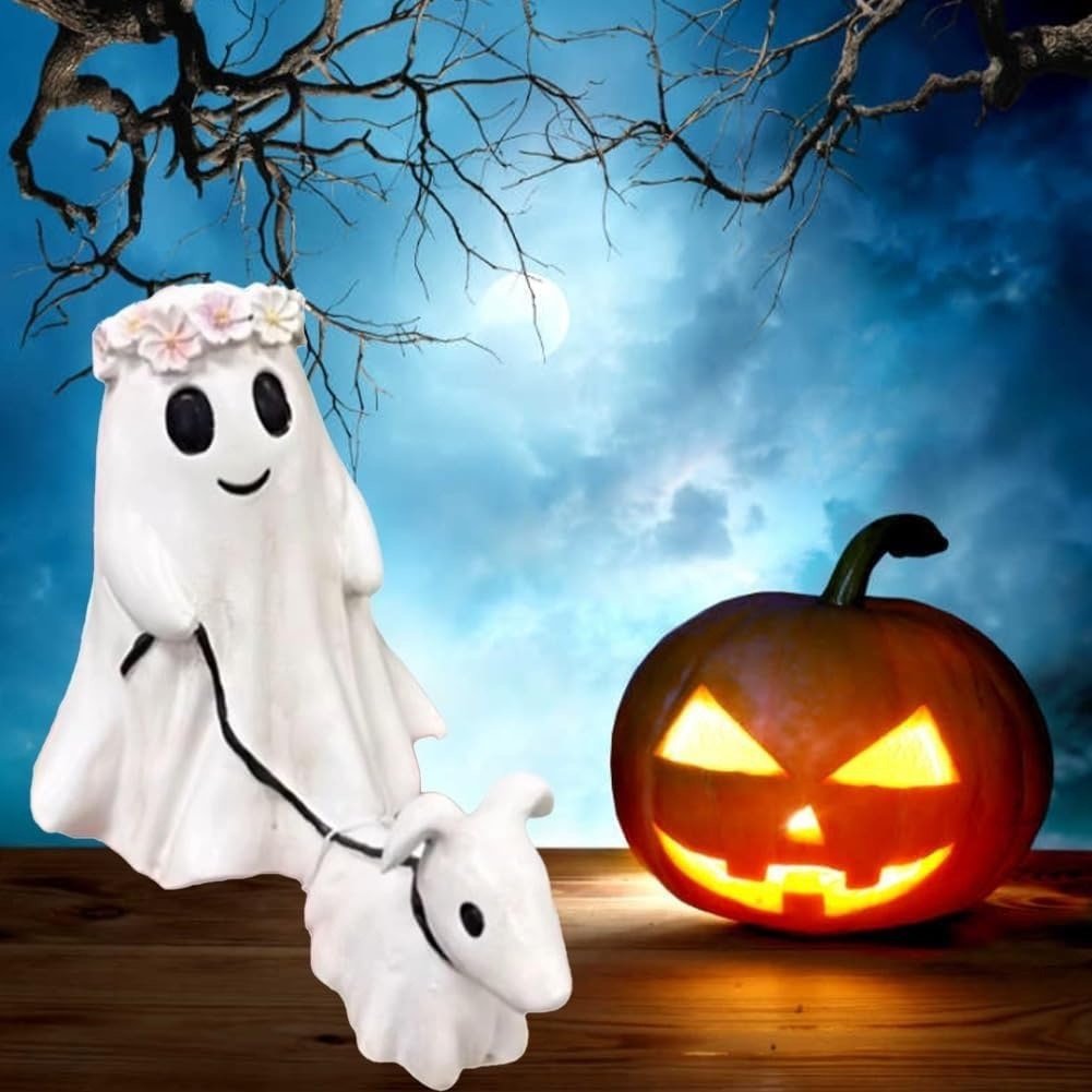 🎃2024 Halloween Ghost Walking Dog Statue👻
