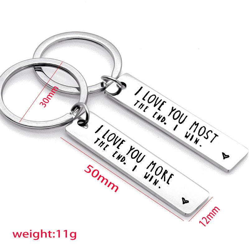 💖I Love You More The End I Win"Funny  Keychain-- 🎁A personalised gift for him/her