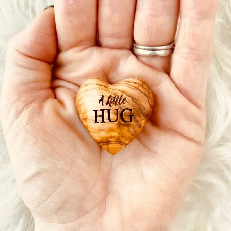 Pocket Hug Wooden Heart Token--Christmas gifts