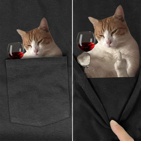 😾🖕Pocket Middle Finger Cat T-Shirt（Buy 2 Free Shipping）