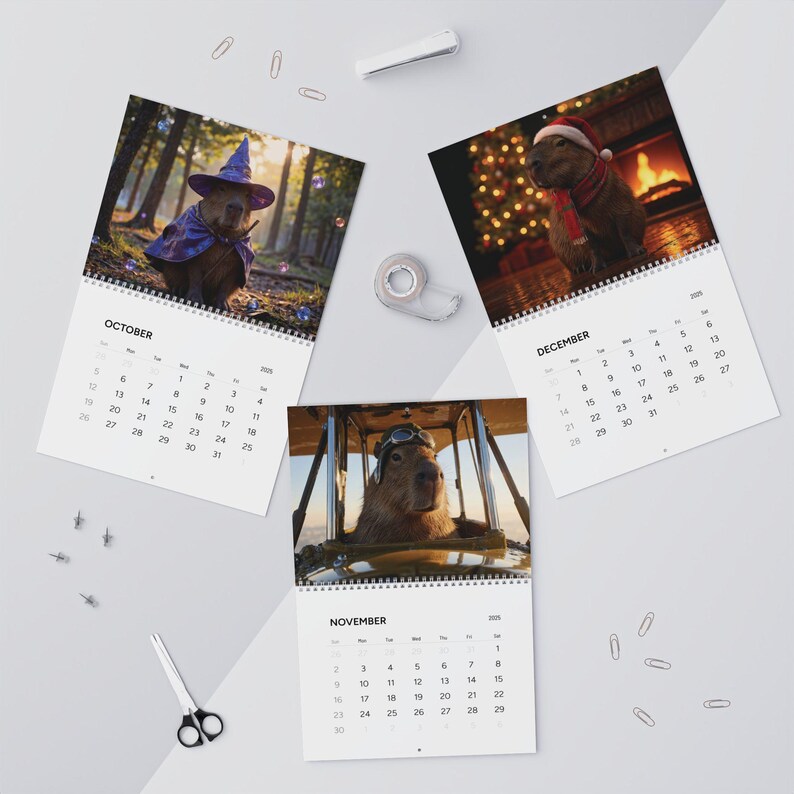😍2025 Capybara Wall Calendar
