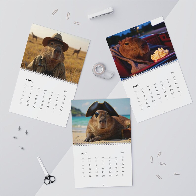 😍2025 Capybara Wall Calendar