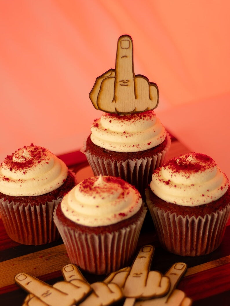 🤣Funny Middle Finger Cupcake Decorations
