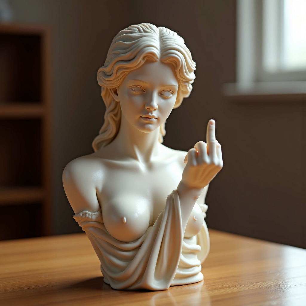 Unapologetic Venus: The Middle Finger Statue - Bold Art for Modern Rebels