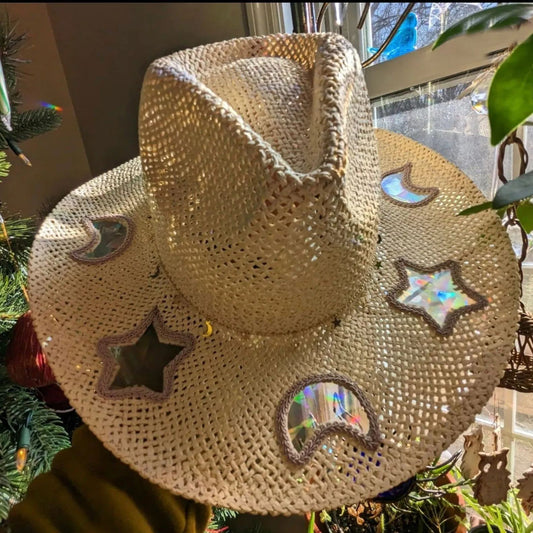 Last Day 50% OFF🔥Suncatcher Cowgirl Straw Prism Hat