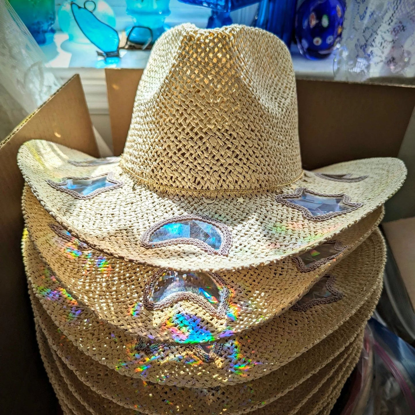 Last Day 50% OFF🔥Suncatcher Cowgirl Straw Prism Hat