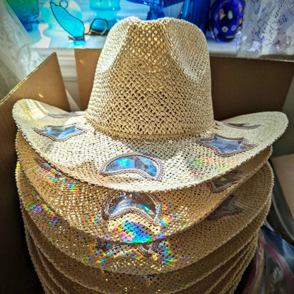 Last Day 50% OFF🔥Suncatcher Cowgirl Straw Prism Hat