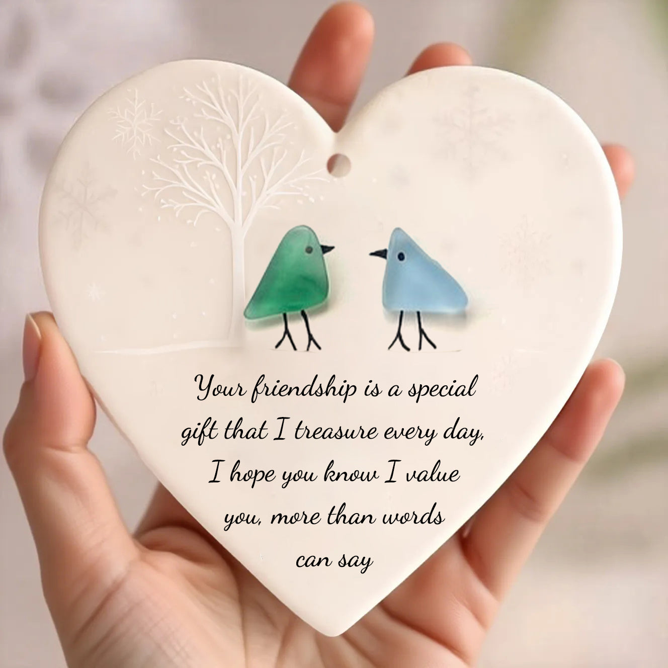 Bird & Heart Sea Glass Decor