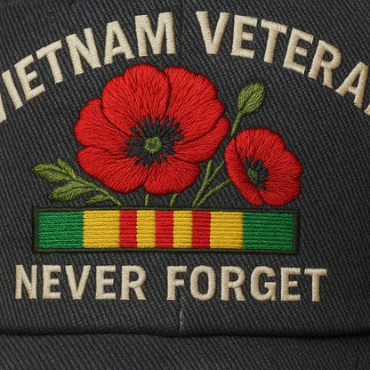Vietnam Veteran Poppy Cap — NEVER FORGET