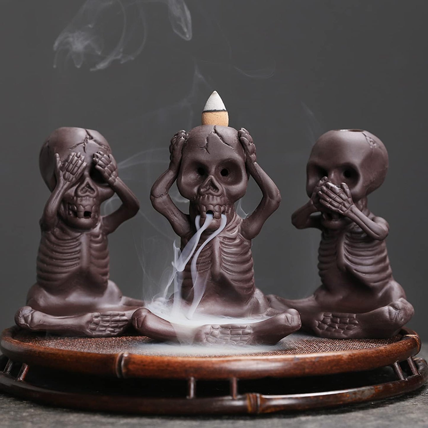 💥☠Skull Head & Little Devil Backflow Censer Decoration