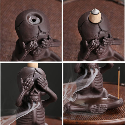 💥☠Skull Head & Little Devil Backflow Censer Decoration