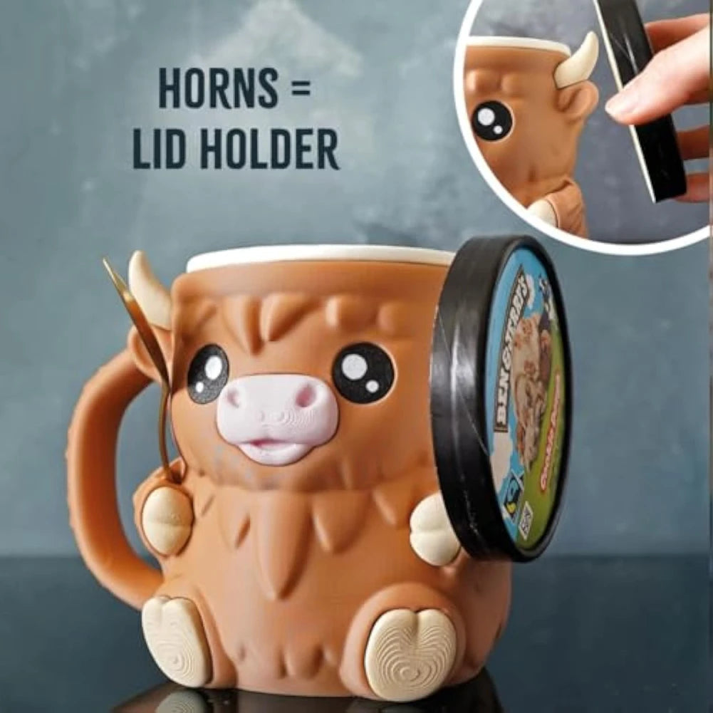 (🎁Last Day 49% OFF)🐮Ferdinand, the Highland Cow Ice Cream Pint Holder🍨🍦🍧