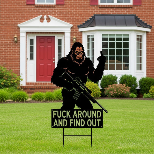Bigfoot Middle-Finger Yard Sign: Your Hilarious & Badass Lawn Guardian 🦍💥